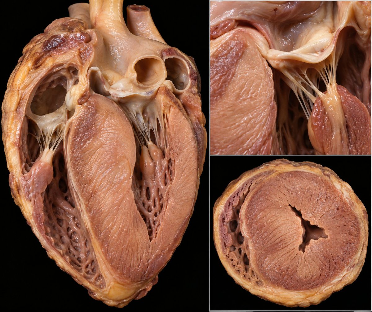 IhabFathiSulima's tweet photo. A 21-year-old footballer suddenly collapsed during a match and could not be resuscitated.

His family was devastated—he had seemed completely healthy.

The court ordered an autopsy. When the heart was opened, the pathologist discovered massive asymmetric thickening of the interventricular septum with a tiny LV cavity.

What silent disease took his life?