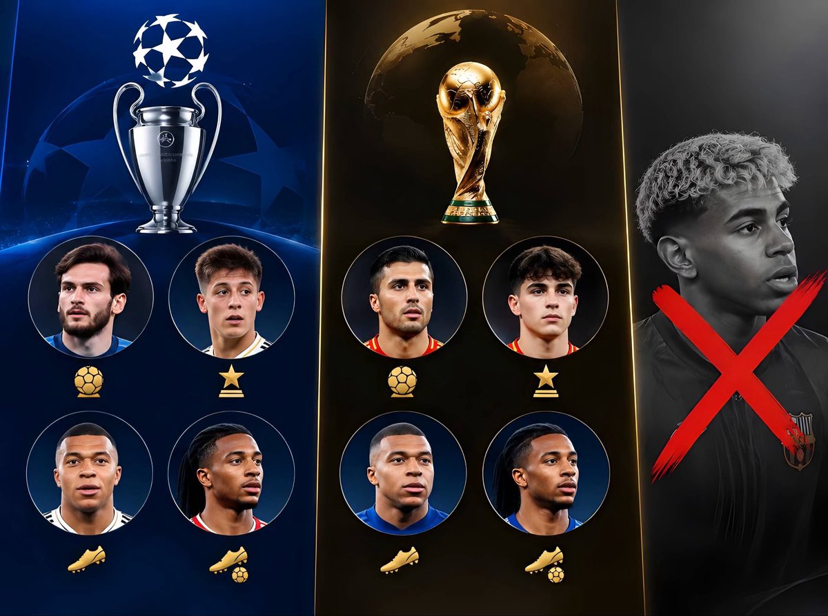 SeydinaOfficial's tweet photo. Ligue des champions :

• Meilleur joueur : Khvicha Kvaratskhelia
• Meilleur jeune joueur : Arda Güler
• Meilleur buteur : Kylian Mbappé
• Meilleur passeurs : Michael Olise / Vinícius Júnior

Coupe du monde :

• Meilleur joueur : Rodri
• Meilleur jeune joueur : Pau Cubarsí
• Meilleur buteur : Kylian Mbappé
• Meilleur passeur : Michael Olise

Y’a un garnement dont son nom n’apparaît nulle part mais dans son crâne il croit dur comme fer qu’il doit être ballon d’or 😂🤣

Il nous prends pour des imbéciles 😭