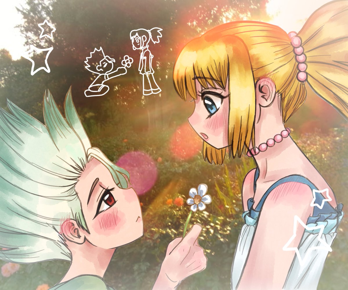 shastarplu's tweet photo. Day 5 #SenhakuWeek2026 🚀 🛡️
- Childhood friends -
Este es un AU donde se conocieron de chiquitos y kohaku existeeeee
aunque este lindo, estoy en un bloqueo feísimo, solo dibujo a una persona y tipo yo quiero dibujar a mis ships 🫰
#senhaku #snhk #kohasen https://t.co/04P82eHKln