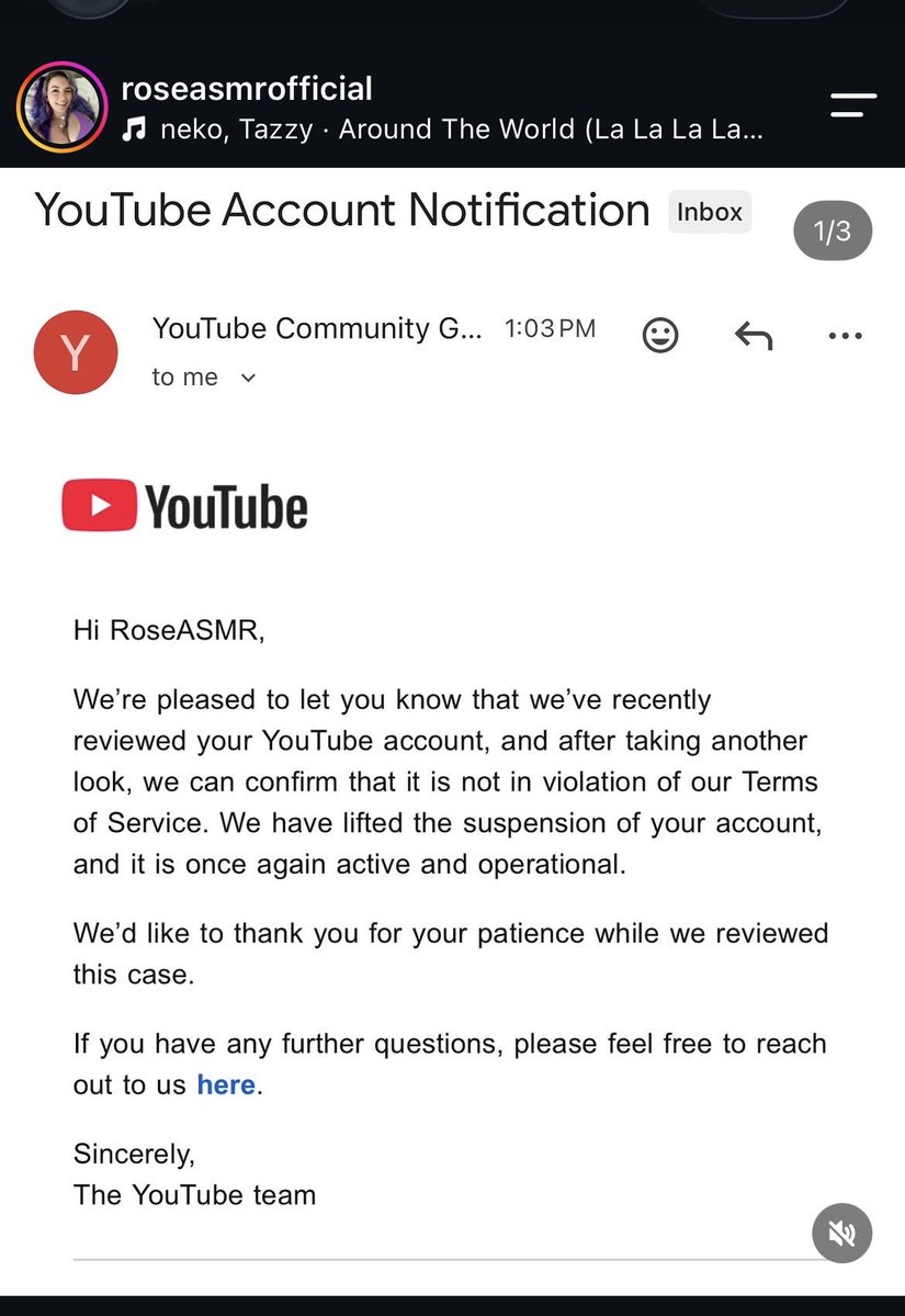 meggruthie's tweet photo. A month ago today I had my YouTube channel terminated with no warning, for a link @YouTube allowed me to have in the description of my videos for years. 

As per their their policies (and the email they sent days after)  it should have just been a warning.

They reinstate creators with direct links to their Onlyfans through their instagram, but refuse to reinstate channels that have no current links to adult websites whatsoever.

Make it make sense @TeamYouTube