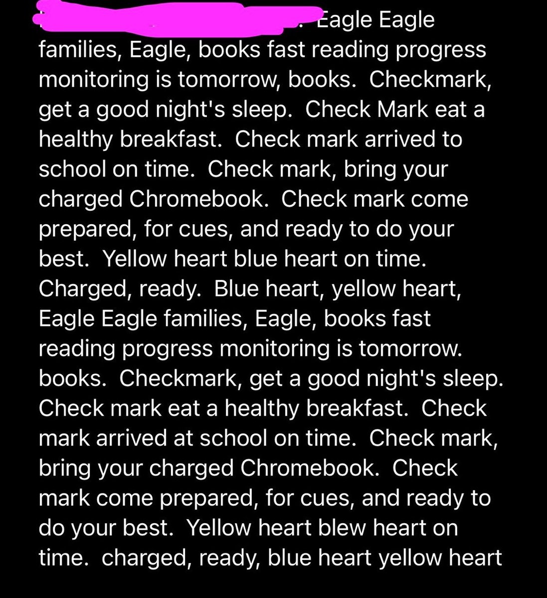 allieforzza's tweet photo. Got this message yesterday from my daughters school. Thought I was having a stroke. https://t.co/HgawdxNL86
