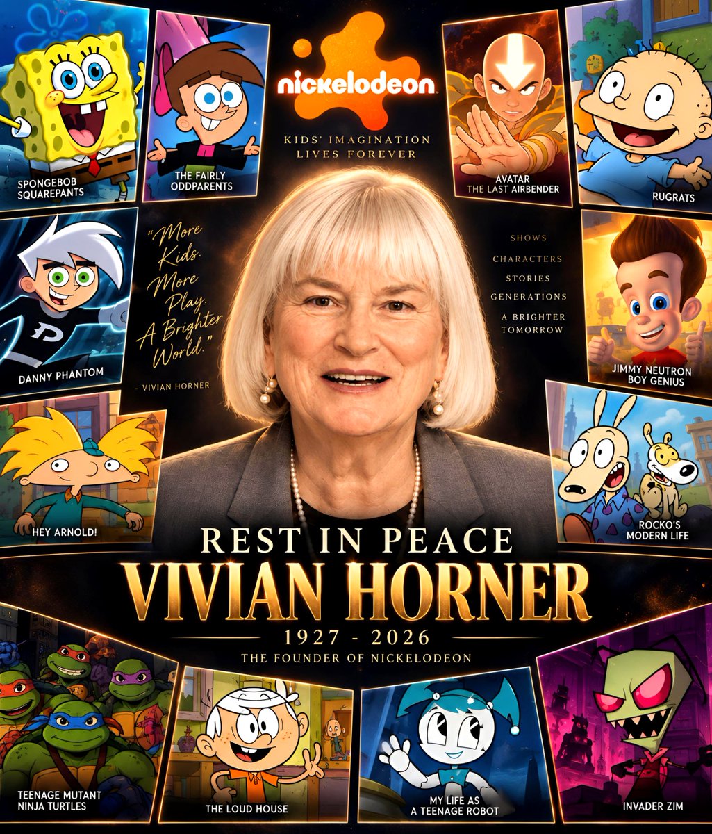 cartoonvibes26's tweet photo. End of an era… 💔

The woman whose vision helped shape Nickelodeon and give generations a place filled with imagination, creativity, and unforgettable childhood memories… now rests peacefully. Dr. Vivian Horner created Pinwheel and conceived the idea for Nickelodeon, helping lay the foundation for the network that would become a defining part of kids’ television. 🕊️ 

#VivianHorner #Nickelodeon #Pinwheel #ChildhoodMemories #NickelodeonNostalgia #NeverForgotten