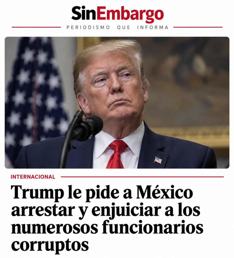 manuelanorve's tweet photo. Ahora que Trump pide investigar y enjuiciar a funcionarios señalados por corrupción, la pregunta para Morena es clara:

¿Van a usar otra vez la bandera de la “soberanía” para seguir cobijando a los suyos y evitar que se investigue?

Defender la soberanía no significa proteger a nadie. 

Si existen señalamientos y pruebas, corresponde a las autoridades mexicanas investigar conforme a la ley.