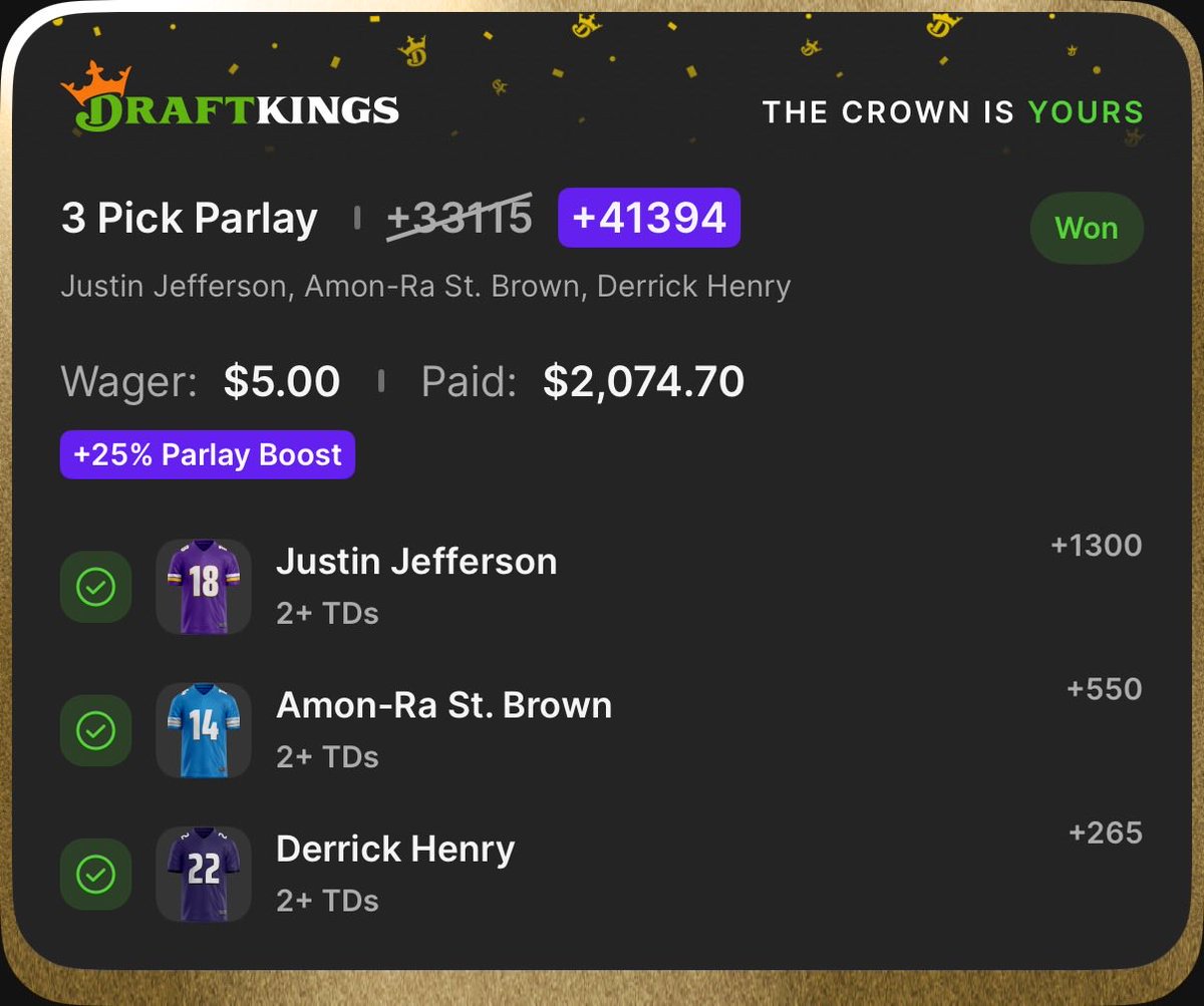 RRutt18's tweet photo. @dfs_scrubbb And hit a big one Sunday but only had $5 on it. 😭 https://t.co/PuISdK0o3q