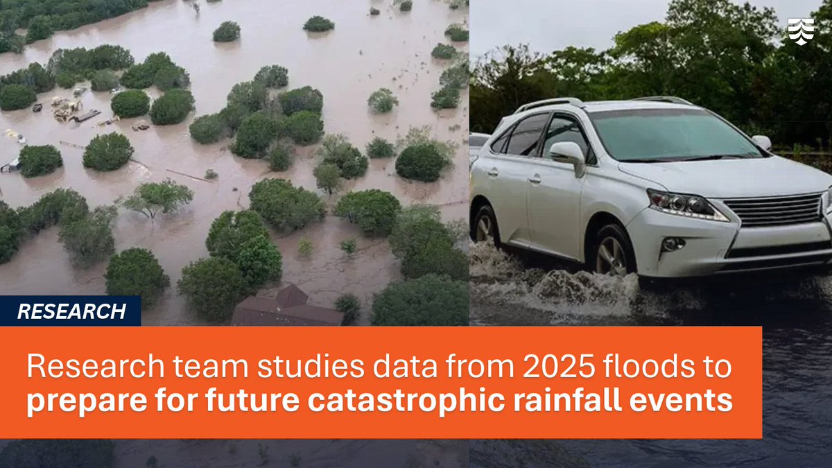 UTSA's tweet photo. What can we learn from the historic 2025 Texas Hill Country flood to better prepare for the next one? 🌧️

@UTSA_CEID researchers are studying the factors behind the disaster and advancing solutions to strengthen flood resilience and public preparedness.

Learn more: https://t.co/zkZSrya070