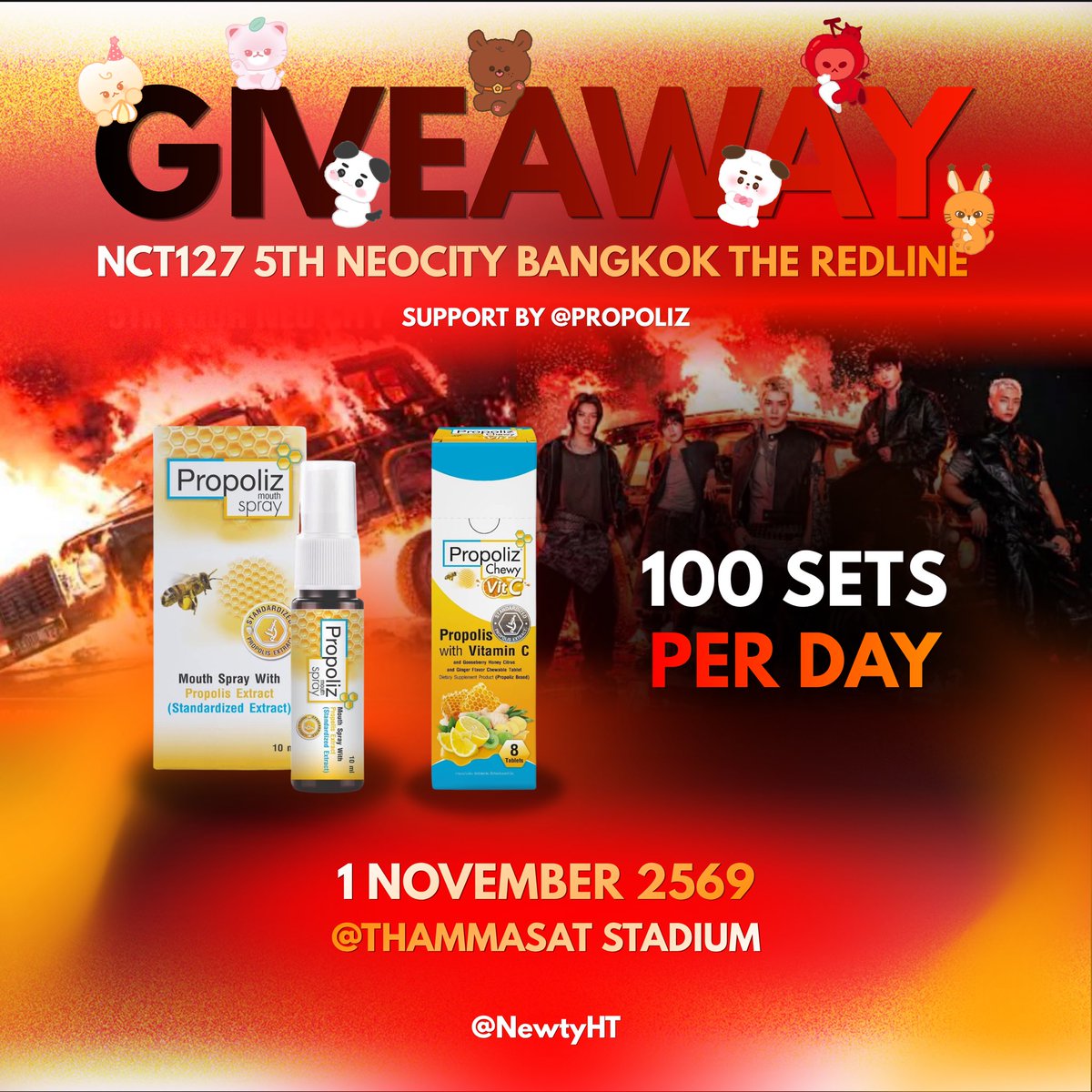 NewtyHT's tweet photo. Pls RT GIVEAWAY✨
#NCT127_5TH_NEOCITY_BANGKOK_THE_REDLINE
support by Propoliz
เตรียมคอ ไปแลกชีวิต ❤️‍🔥 กับ #Nct127 
Nctzen 💚มารับเยอะๆเตรียมคอไปร้องเพลงกันนะ 
🗓️: 1/11/69 
Loc 🏟️ :THAMMASAT STADIUM
Time⏱️ :TBA 
#TheREDLINEinBKK 
#NCT127_5TH_NEOCITY_THE_REDLINE
#THE_REDLINE_BANGKOK https://t.co/NM92YlKruV