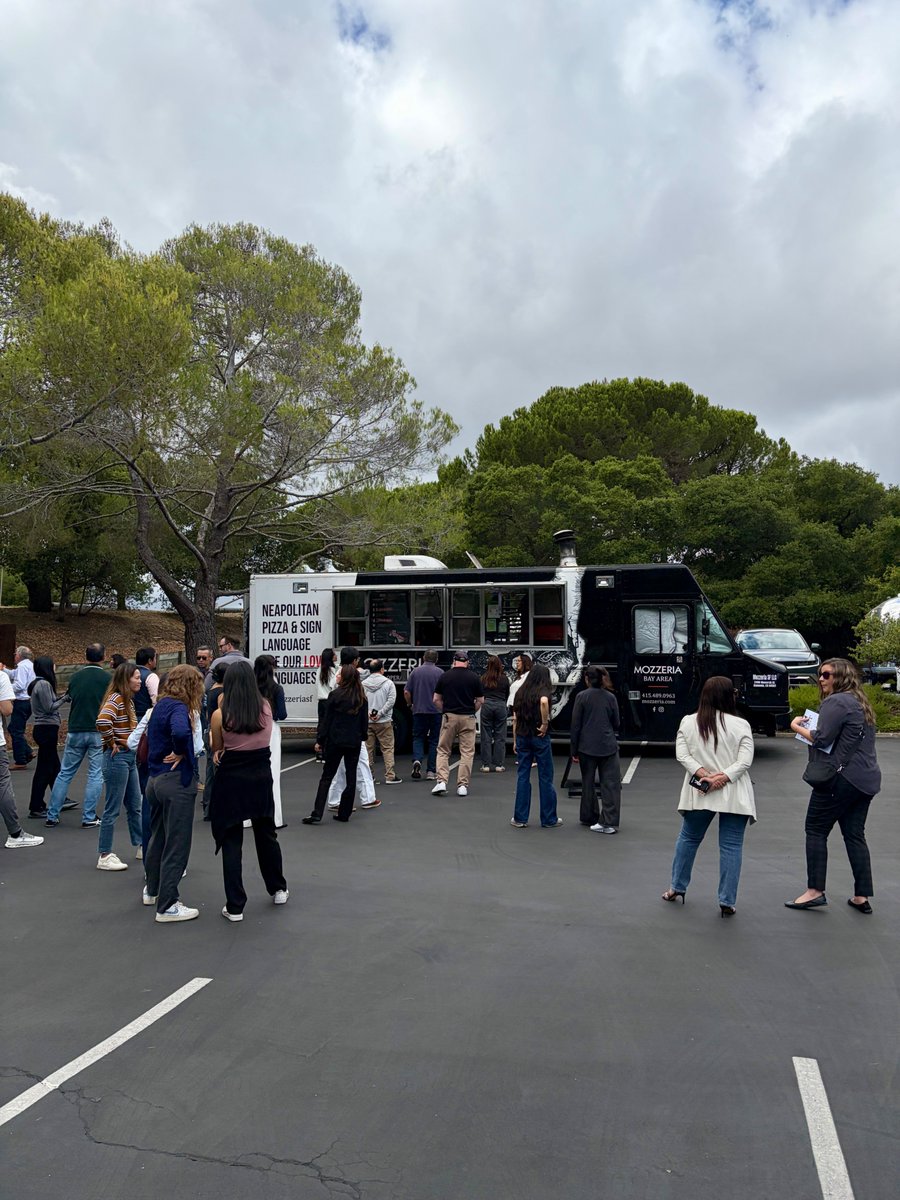 ChronoScaleCorp's tweet photo. Pizza with a purpose. 🍕🤟
The ChronoScale team enjoyed lunch with Mozzeria, a Deaf-owned and operated pizzeria serving up wood-fired Neapolitan pizza—with a little ASL along the way.
Great food. Great people. Great afternoon.
#LifeAtChronoScale #DeafOwned #ASL #InclusiveBusiness #Community #CompanyCulture