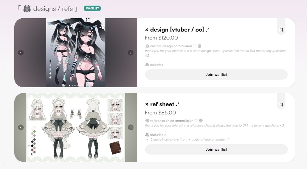 karmorii's tweet photo. waitlist for my design comms and ref sheet comms open !!

i'll be going through the waitlists themselves instead of a hard opening to make sure i don't overwhelm myself 🙏

╰┈➤ https://t.co/JWR9d3s4Jh https://t.co/yyRK0DzUks
