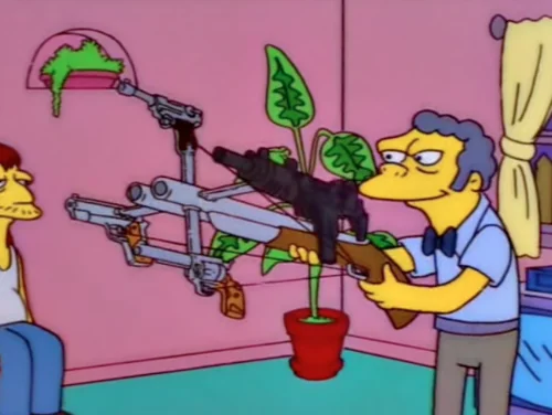 hydexon's tweet photo. @PacApproved @YinyangGio14 And Homer's has Moe's five-into-one gun! https://t.co/KXt79234KB