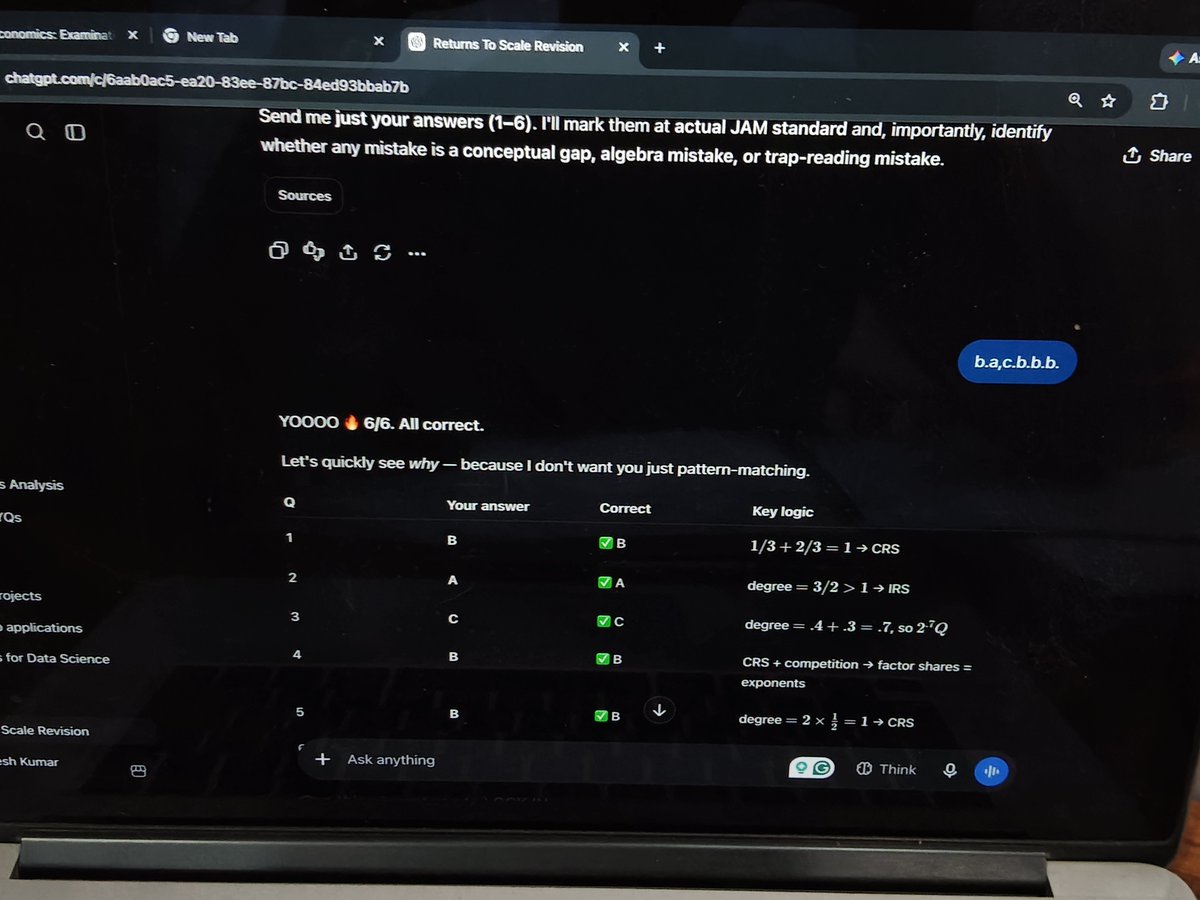 whyvesh's tweet photo. After so long...
Made myself sit for 4 hrs, 
Revised producer theory and did some pyqs of it, 
Will revise complete micro and make short notes first, before continuing maths,

#iitjam #iitjamecon #mme #iitjammaths https://t.co/ntF28579kp