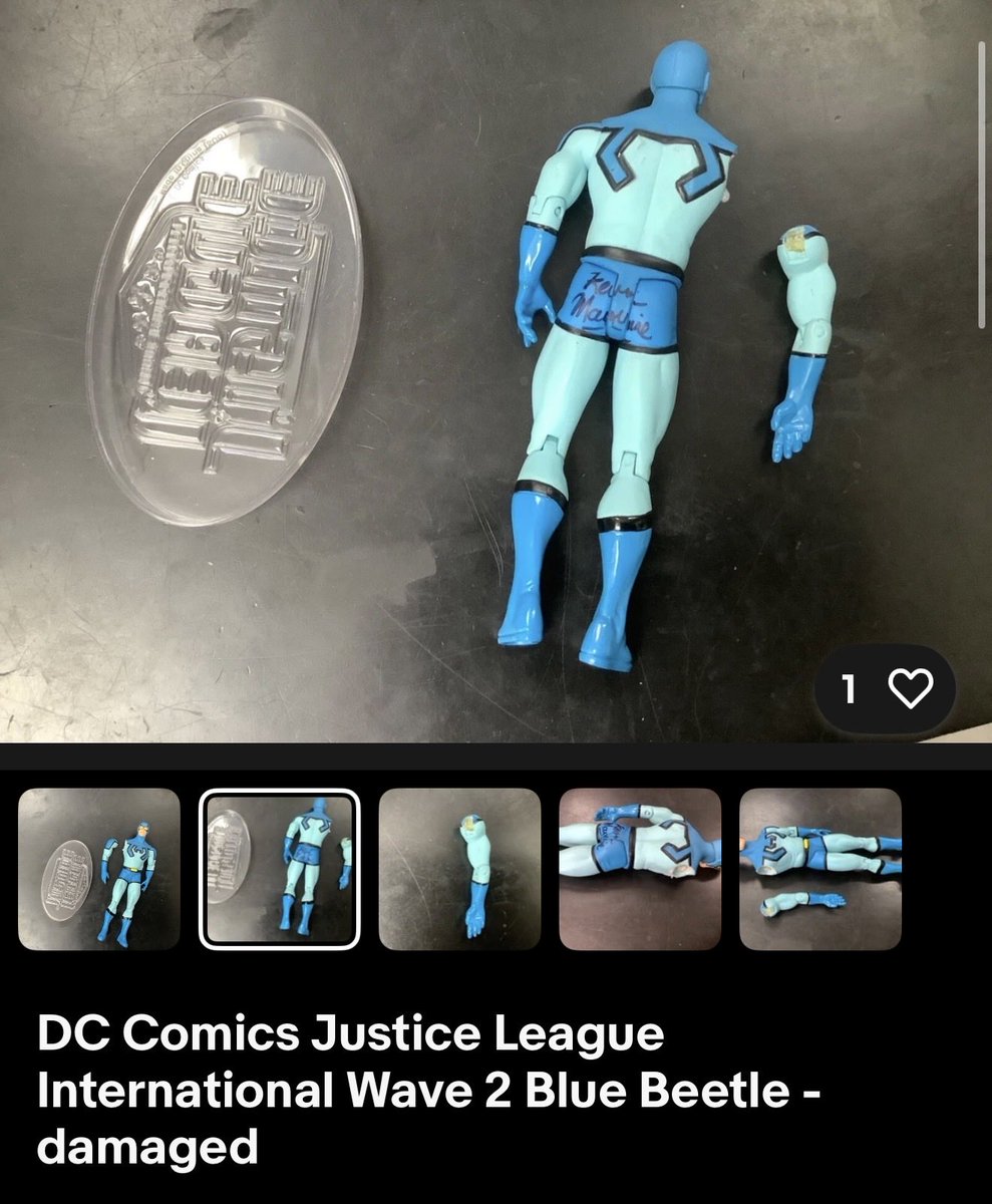 boostlegold's tweet photo. thinking abt the JLI Blue Beetle figure who’s arm fell off and his ass is signed by Kevin Maguire
#JLI https://t.co/l443468e6k