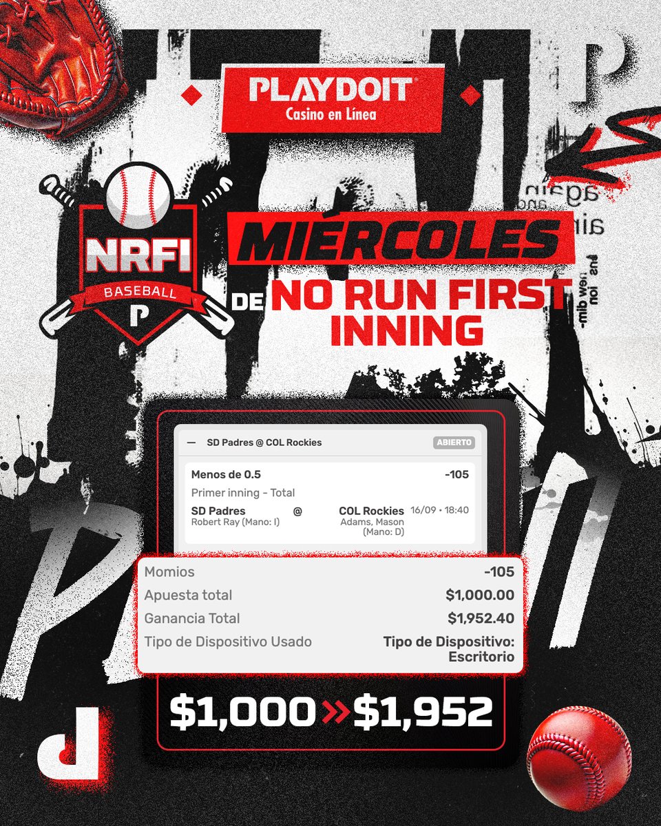 playdoitmexico's tweet photo. 🚨 NO RUN FIRST INNING 🚨

Denle ❤️, RT 🔁 y comenten en este tuit con #NRFIPlaydoit, y si no hay carreras en el 1er inning de este juego, regalaré 5 bonos en mi cuenta de X entre los que sigan las indicaciones. 🎟️

⚾️ ¿Quién se apunta? ⚾️️️ https://t.co/sYJ2dJlU77