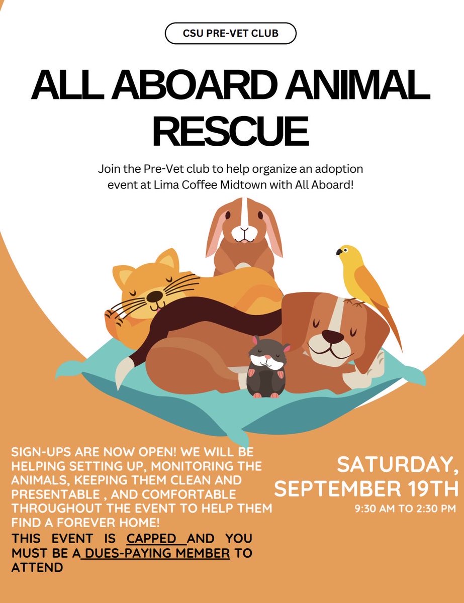 CSUprevet's tweet photo. Sign ups for the all aboard animal rescue event are now OPEN on our website! https://t.co/ly1oQ7hYOK