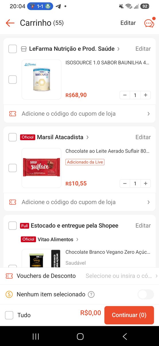ItsLeandroS's tweet photo. @shopee_br Pode ignorar o chocolate estrategicamente posicionado logo abaixo 😂 
O verdadeiro ‘pertinho de ser comprado’ é o Isosource 1.0 🥹🧡 
A nutricionista recomendou, coloquei no carrinho... e agora só falta o universo recomendar alguém para pagar 👀 https://t.co/5N7JarKKxh