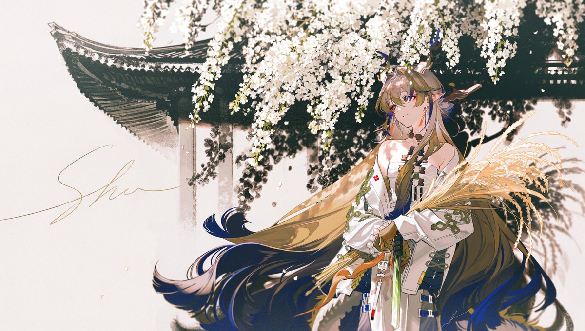 Sunlityangai's tweet photo. Shu in the white courtyard ✨
白い庭に立つシュウ

#Shu #シュウ #黍 #Arknights #明日方舟 https://t.co/gl2yIE4vPj