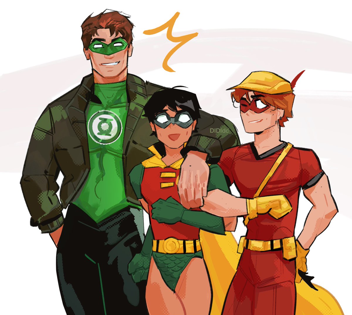 FlyingDidii's tweet photo. Uncle Hal babysitting (and maybe getting kicked) #dickgrayson #haljordan #royharper https://t.co/sWYiQhwOIF