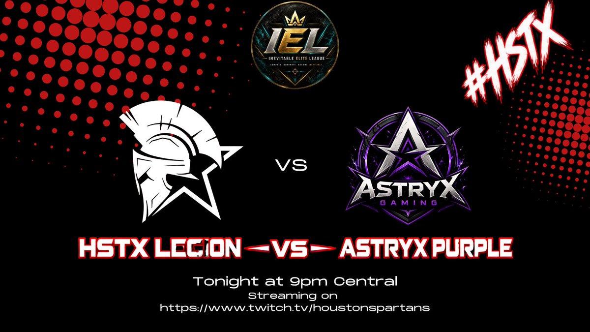 HTownSpartansGG's tweet photo. 🔥 MATCHDAY 🔥

HSTX LEGION ⚔️ @AstryxGamingg 

🏆 @InevitableEL23 
🕘 Tonight — 9 PM Central
📺 LIVE on https://t.co/dc2pHM7VF2 
🎙️casted by @KryptonianMedia 

We’re ready. Time to battle. 💪

@MamaSpart @PapaSpart78 @itsspart @ssi_pc_opti @SoarDogg @BluebonnetLaw 

#HSTX #HoustonSpartans #CallofDuty #CoD #Esports #IEL #Matchday