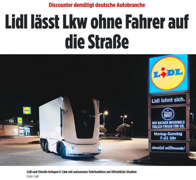 PeterBorbe's tweet photo. Ein LKW fährt zwischen einem Verteilzentrum und einer Filiale hin und her, ohne Fahrer, im öffentlichen Straßenverkehr, und das in Deutschland. Eigentlich eine starke Innovation, die ein Glanzstück für deutsche LKW-Konzerne wie MAN oder Daimler Truck wäre. Dahinter steckt aber der Discount-Riese Lidl, in Zusammenarbeit mit einem schwedischen Technologieunternehmen.
https://t.co/sAXXMnUMw6