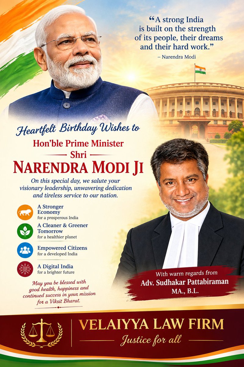 advsudhama's tweet photo. Prime Minister Narendra Modi’s birthday — 17 September. In 2026, the BJP has announced a month-long Seva Sankalp Abhiyan beginning on this date. https://t.co/fuGuh9tiZ1