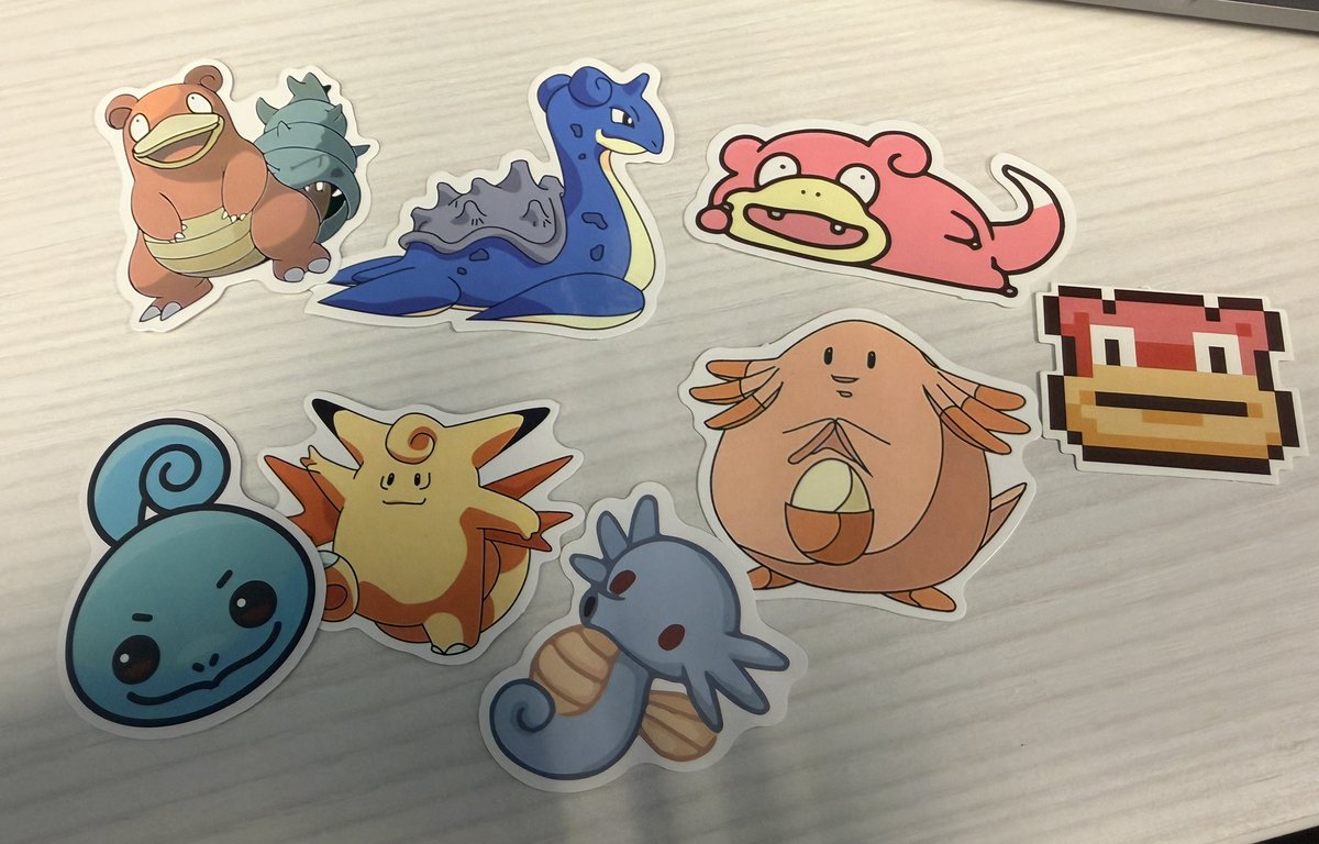Daddyfromtheot2's tweet photo. When a co-worker whips out a bunch of pokemon stickers and cards, you just got to grab some of your favorites. This made my day. #gottacatchthemall #pokemon https://t.co/ZZSGD74y7y