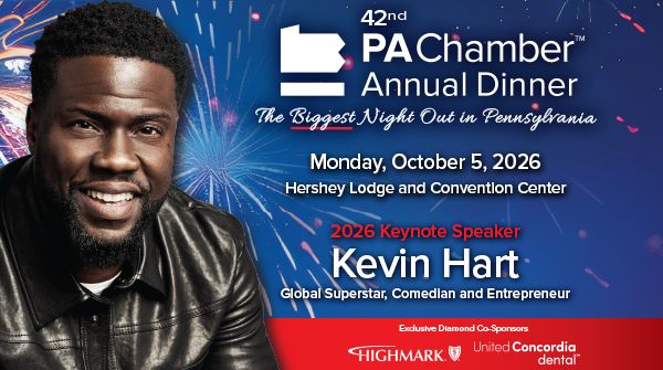 PAChamber's tweet photo. 🎟️ This is your sign to secure your seat!

The 42nd PA Chamber Annual Dinner is quickly approaching! Join Pennsylvania’s business community Oct. 5 for an unforgettable night celebrating America250, PA’s history and keynote speaker Kevin Hart. https://t.co/MlWsvAHogA https://t.co/RKHxDnPABC