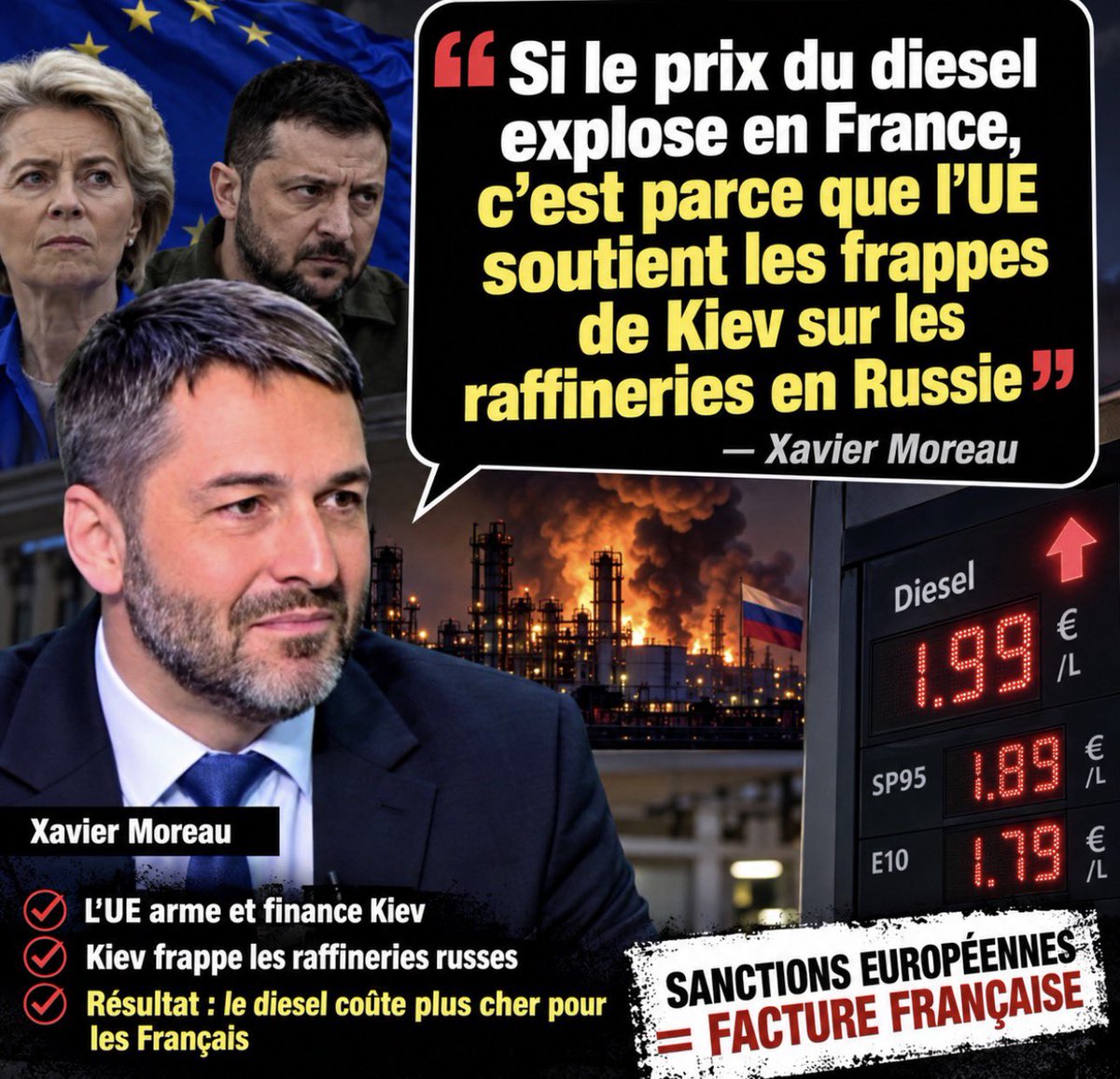 camille_moscow's tweet photo. 🇫🇷⛽ L’UE SOUTIENT KIEV QUI FRAPPE LES RAFFINERIES RUSSES ET LES FRANÇAIS PASSENT À LA CAISSE ! — XAVIER MOREAU https://t.co/d9G8YyIhkk