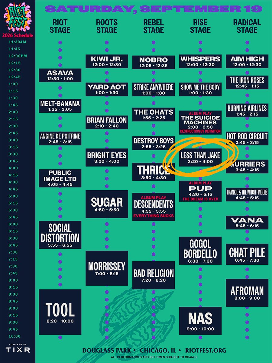 LessThanJake's tweet photo. Saturdays are for Chicago. Come and turn Douglass Park into a giant circle pit with us! Are you going to be there? https://t.co/ENSB8gaW84 https://t.co/BvbpcD6Z5y