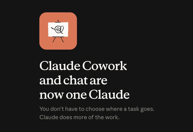 falsaif's tweet photo. نموذج Claude قاعد يتحول من مجرد شات إلى مساحة عمل كاملة 👀

شركة Anthropic أعلنت دمج Claude Cowork مع Claude Chat في مكان واحد، بحيث ما عاد تحتاج تحدد بنفسك وين تبدأ المهمة.

تقدر تسأل Claude سؤال بسيط، أو تعطيه مشروع كامل، وهو يحدد الأدوات والقدرات اللي يحتاجها وينفذ المهمة من نفس المحادثة.

كذلك Anthropic أطلقت Claude Docs و Claude Slides بنسخة Beta، وصار Claude Design متاح داخل المحادثات أيضاً.

يعني تقدر تطلب تقرير أو مستند، ثم تعدله مع Claude، أو تطلب عرض تقديمي ويجهز لك الشرائح، وبعدها تعدلها براحتك ثم تصدرها بالصيغة المناسبة
 
التحديث راح يبدأ يوصل لمشتركي Pro و Max خلال الأسابيع القادمة على الويب والكمبيوتر والجوال، ثم سيصل لاحقاً إلى Team و لغير المشتركين.

حركة حلوة تقلل التعقيد وتخلي بدء المهام أسهل مع Claude.

#تقنية