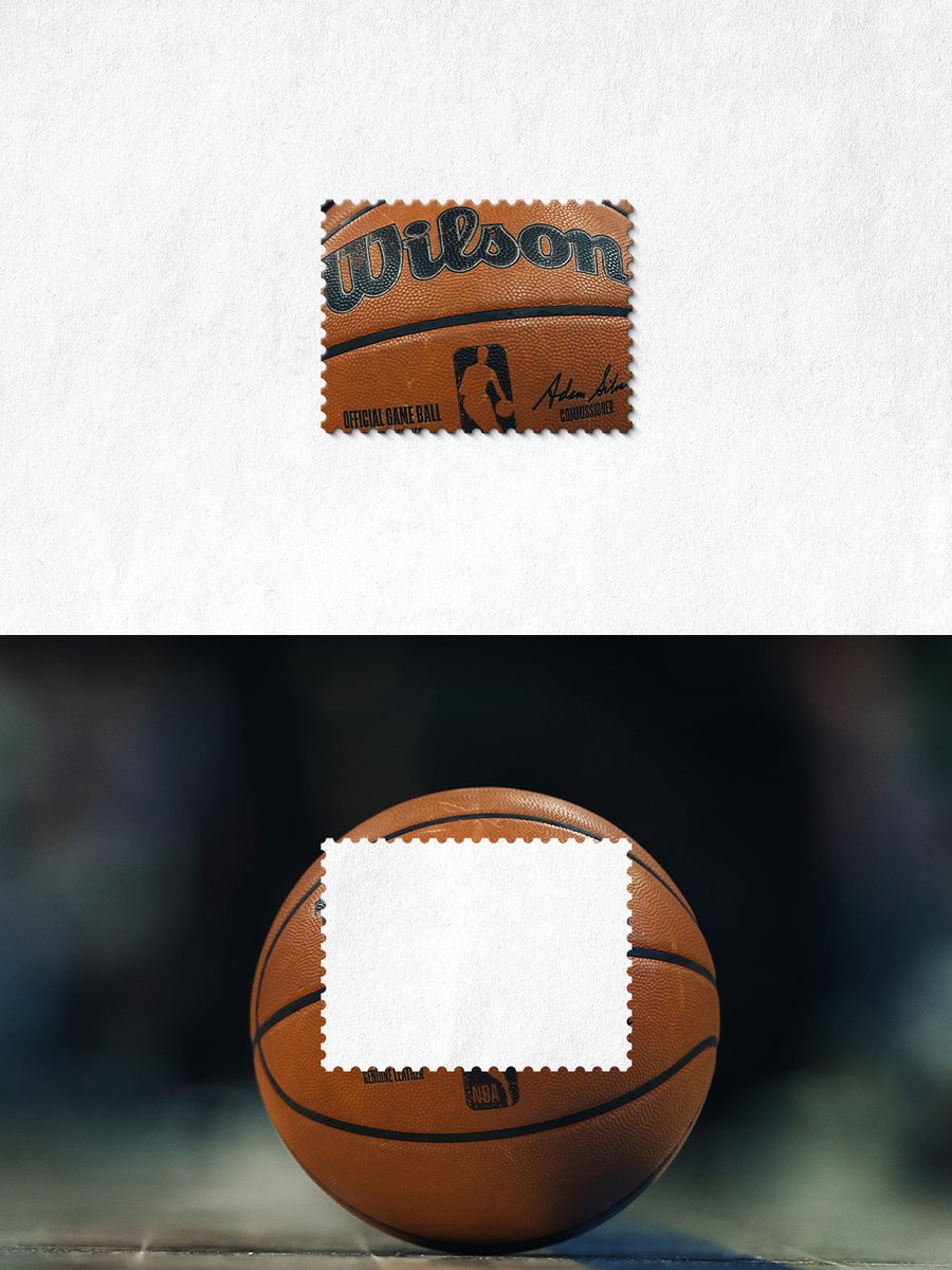 A photo of a basketball on the court.