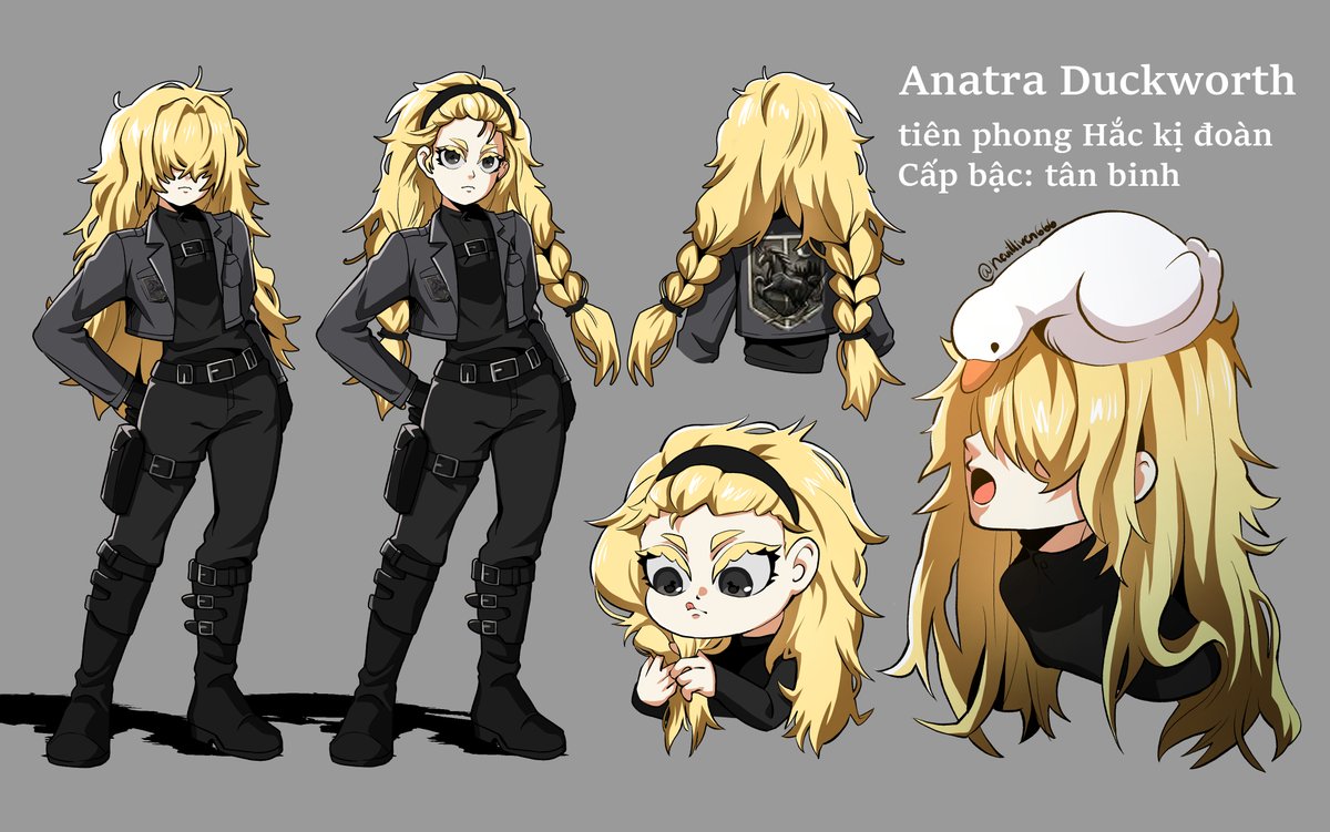 NeVillivEn666's tweet photo. my first DnD character 🐥🦆 Anatra Duckworth and her designs when she is being yeeted to differents worlds https://t.co/Zd1RX4lrfn