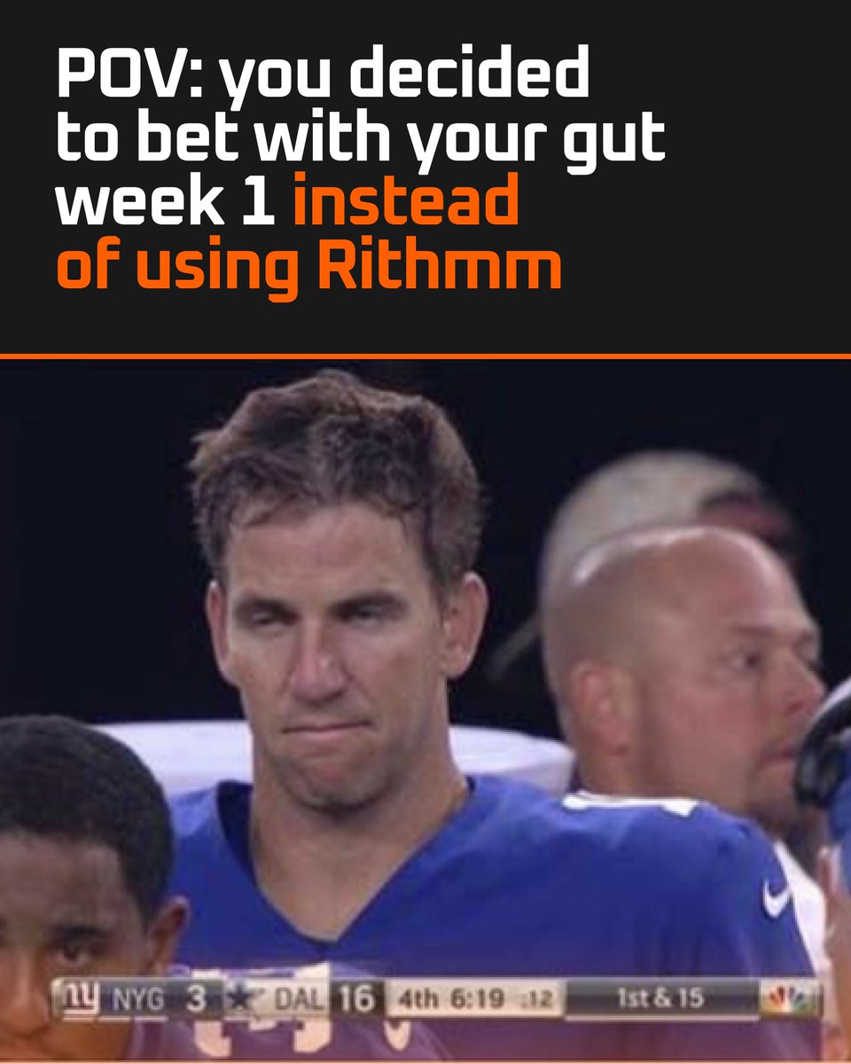 rithmm_ai's tweet photo. POV: you trusted your gut in Week 1 and your gut had no clue what it was talking about.
There's a better way to do this. π
Find your edge, link in bio.
#NFL #Week1 #NFLMemes #FootballIsBack #Rithmm https://t.co/YuVkjraClP