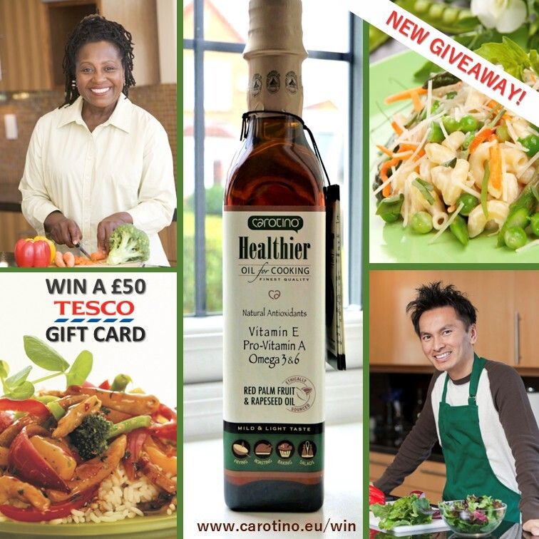 CarotinoOil's tweet photo. How would you like to #win a £50 Tesco gift card? That's the #prize in our brand NEW #competition with versatile, vitamin-rich Carotino Healthier Cooking Oil. Enter now and get your hat in the ring! https://t.co/5YOak908PS #competitiontime #giveaway #inittowinit https://t.co/89fzPkr6M5