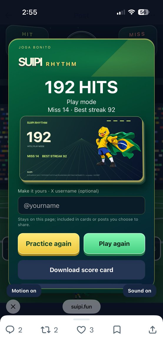 suipi_sui's tweet photo. Quote RT with your score card 😭🇧🇷

Here’s mine 🔥 https://t.co/qIlb1YrzuQ