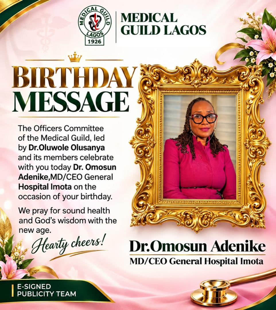 MedicalGuild's tweet photo. BIRTHDAY CELEBRATION

We appreciate your dedication to patient care and the cordial relationships you maintain with colleagues and others.

May God continue to sustain, guide and uplift you.

Happy Birthday!

Publicity Team,
Medical Guild https://t.co/b8UX4OPtOp