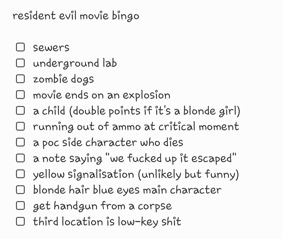 chubunniii's tweet photo. my predictions on the resident evil movie, I haven't read the leaked script and kept away from spoilers and teasers the most I could btw #ResidentEvil https://t.co/VyHBSzzNFl