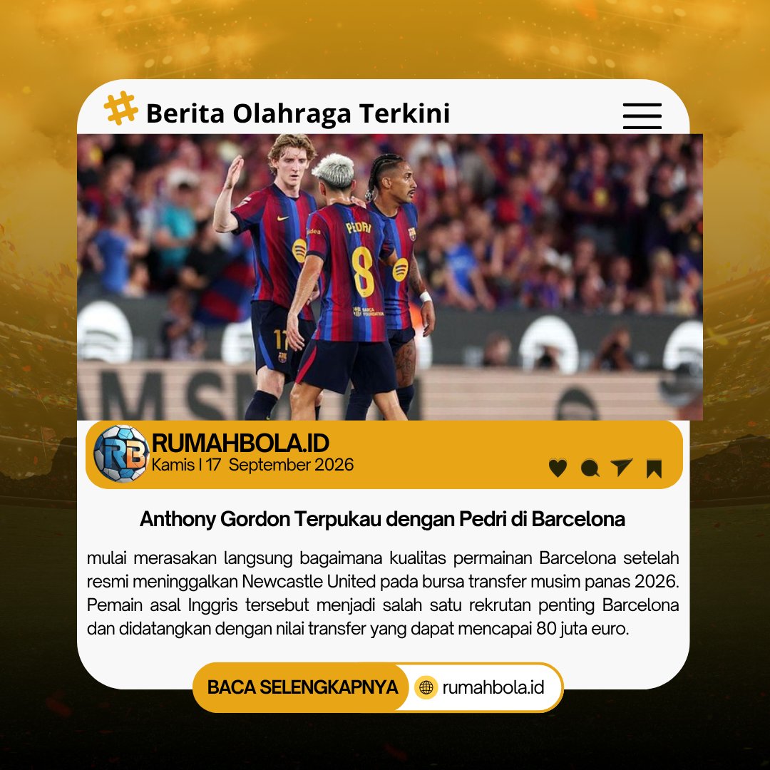 rumahbola_id's tweet photo. Anthony Gordon Terpukau dengan Pedri di Barcelona

Berita selengkapnya : https://t.co/RRozaZX3Qw
Berita lainnya : https://t.co/aeDeqieDzA https://t.co/yGuBavvvJ3