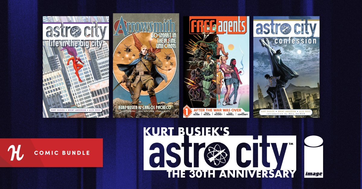 ImageComics's tweet photo. Astro City turns 30, and Image Comics is throwing a bundle to match. The 30th Anniversary Bundle is live now on Humble Bundle. $411 in comics for as little as $18. Name your price. Support The BINC Foundation while you're at it. Live through October 7. https://t.co/vlkhuD3UKy