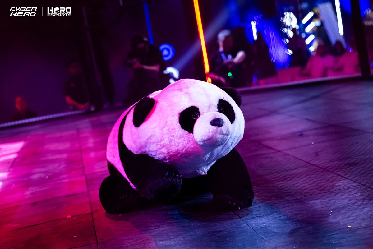CyberHeroGlobal's tweet photo. The halftime show at CyberHero nobody saw coming!

#cyberhero #heroesports #panda #robotics https://t.co/tUtvQWIB2s