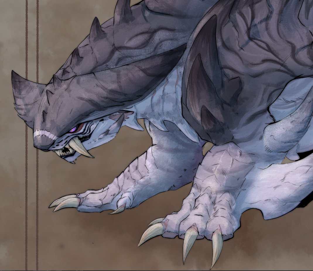 Divvyun's tweet photo. trying to revive this account a bit, here's a monster hunter themed piece i did for an art contest in the creatures of sonaria server, i chose meorlark! https://t.co/BL7rljI9iC