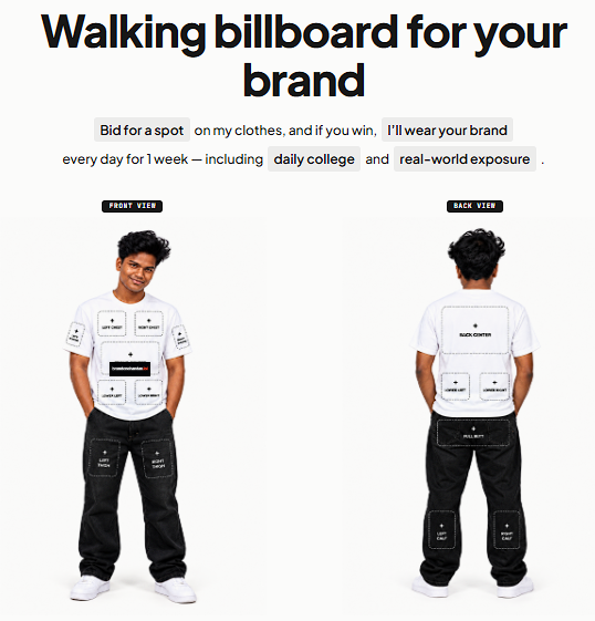 A week of sponsored clothes at college. Image from the creator’s campaign post.