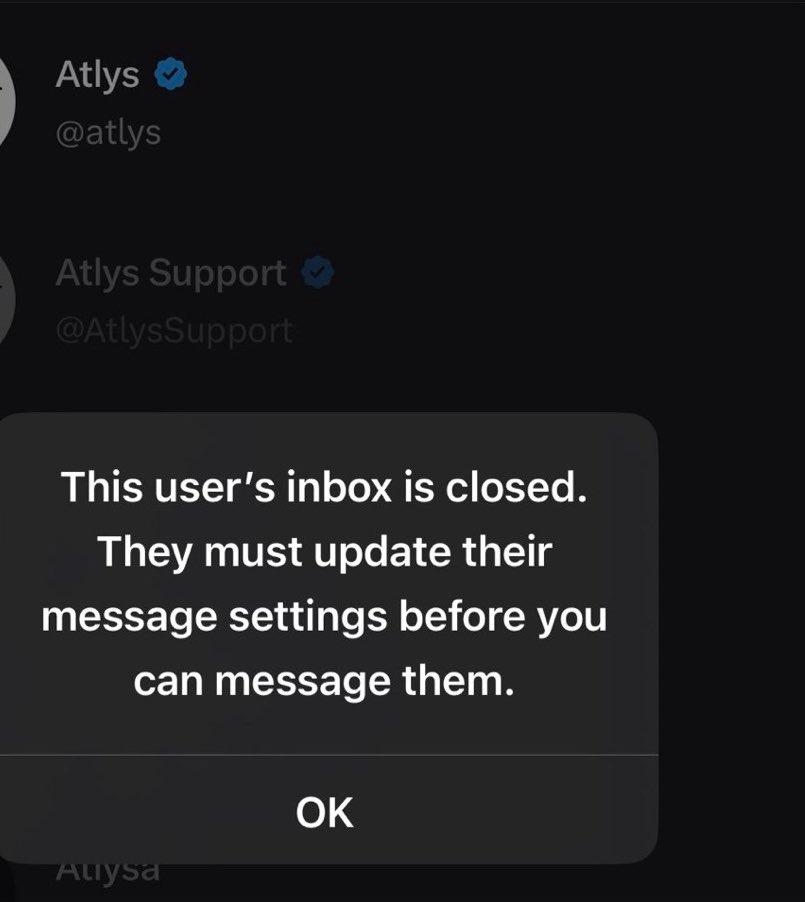 S7pidey's tweet photo. @AtlysSupport @AtlysSupport - How do I share my details with your inbox closed? https://t.co/UN1UFtrFMt