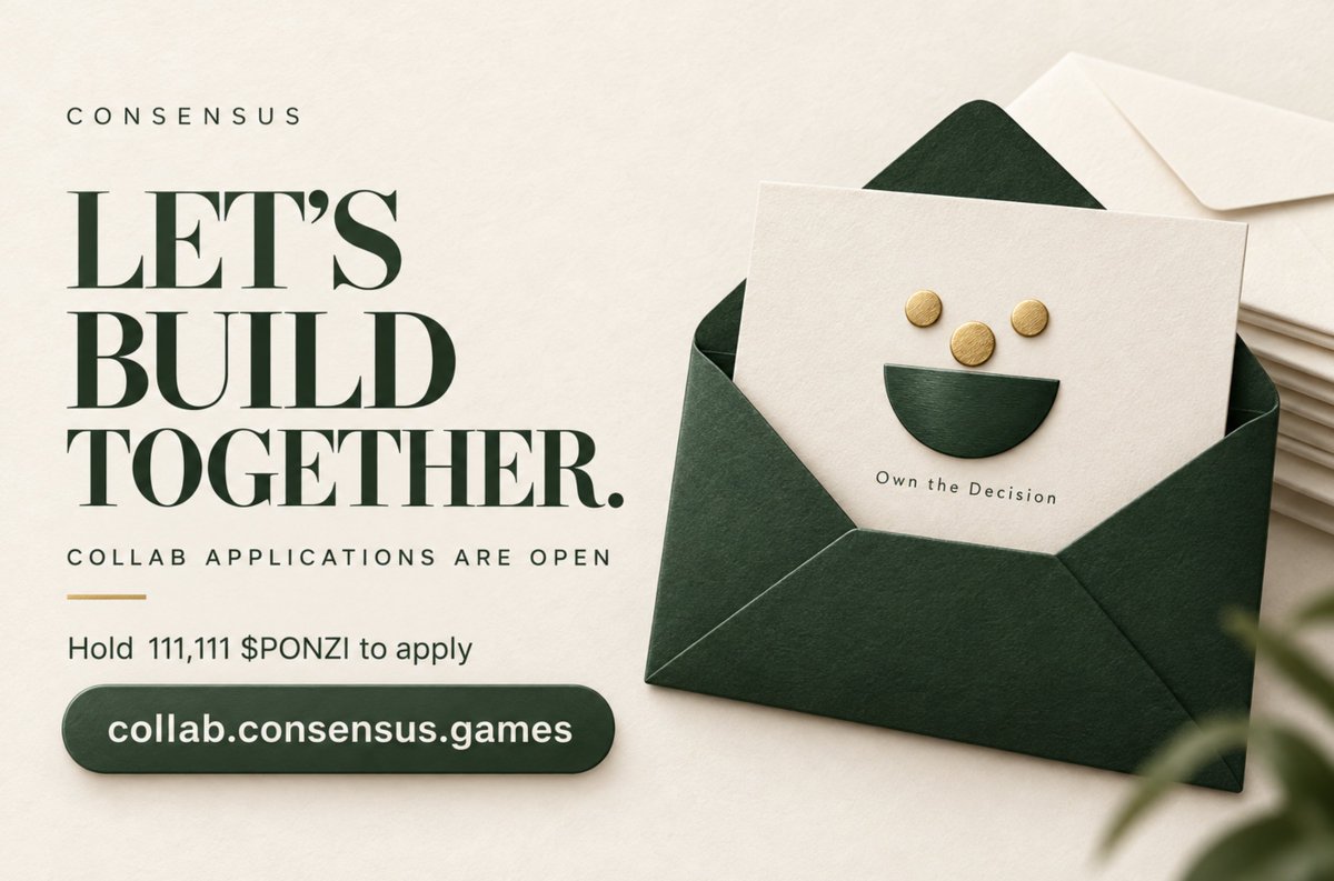 consensus_games's tweet photo. 🤝 1,000+ collab requests. Our DMs can’t keep up.

Believe in CONSENSUS? Let’s build together:
https://t.co/s1V2bDzXS5

To help filter bots, applicants must hold 111,111 $PONZI (~$1.90).

CA: 0x62336fcFE2248a7377b534eBa1B2232043a3746A https://t.co/9LTfzp0PxY