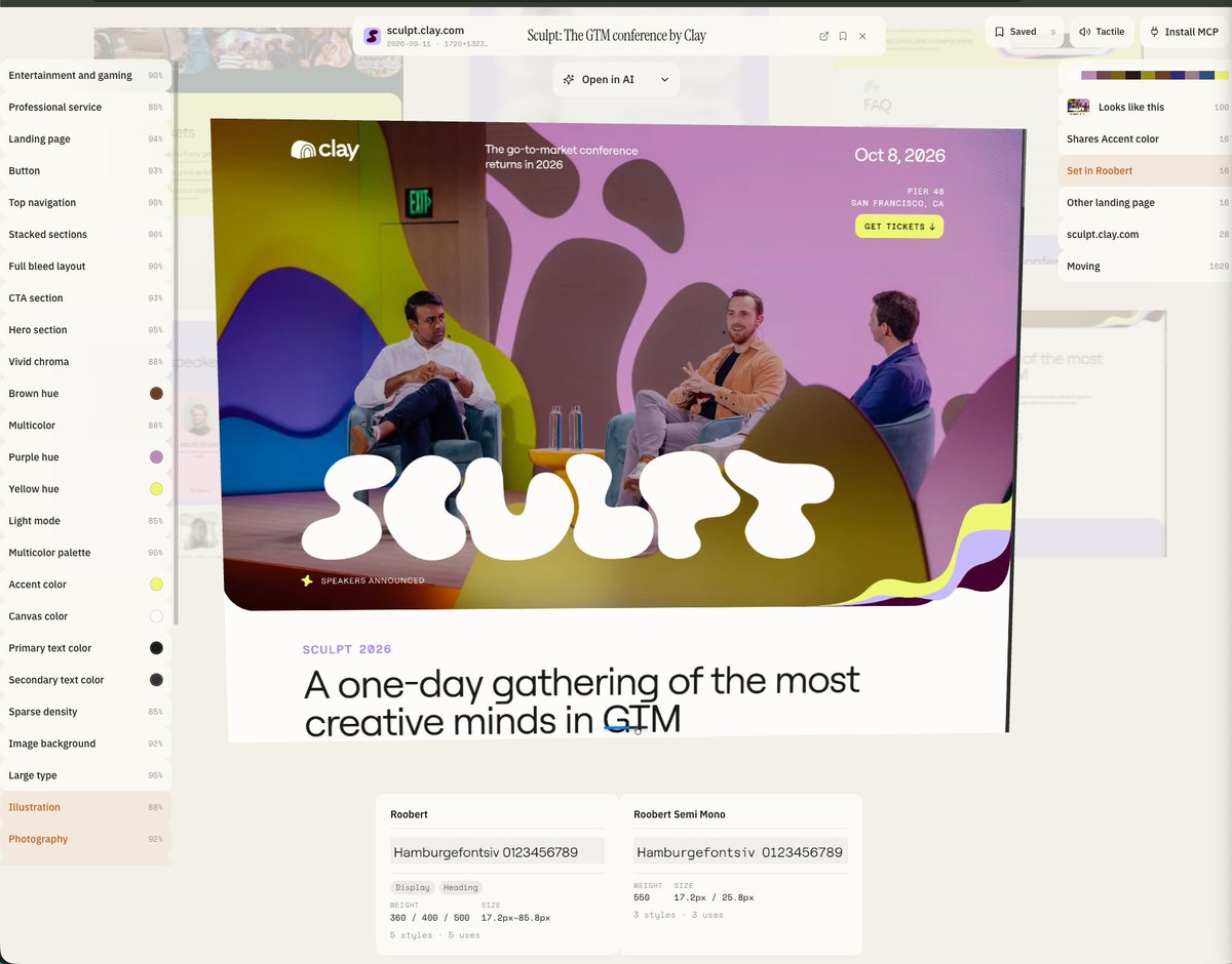 designwithfudge's tweet photo. @PrajwalTomar_ It's not just about giving AI a screenshot, quality of the references matters alot. That's why https://t.co/rTIBdjEDkD stores the design tokens, fonts, categories per screenshot/video capture https://t.co/rqp8xWXeWu