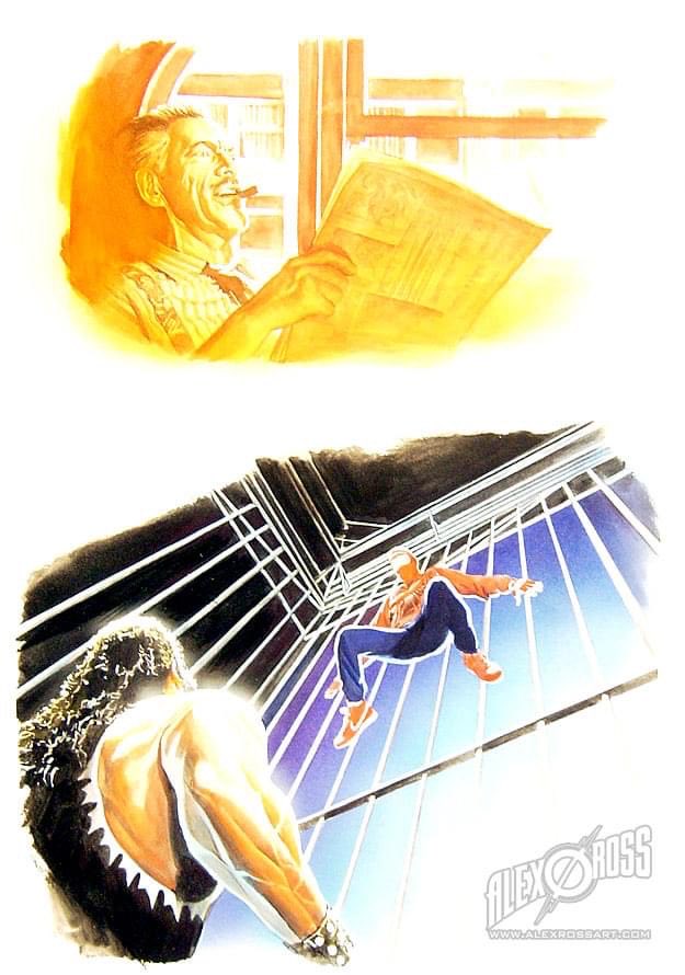 thealexrossart's tweet photo. #spiderman2 opening sequence art https://t.co/Xgl3875QKX