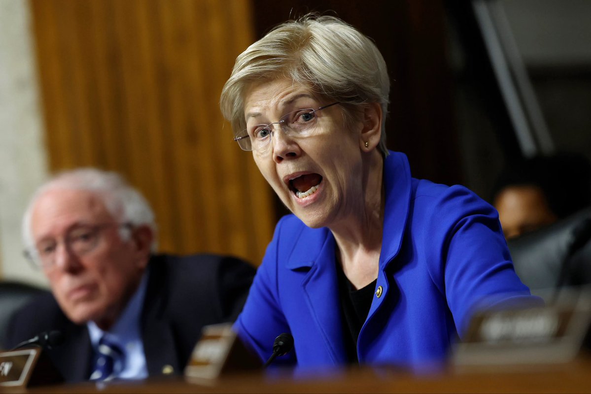 WatcherGuru's tweet photo. JUST IN: 🇺🇸 Senator Elizabeth Warren calls to "pause" the development of advanced AI. https://t.co/goQUDtHkQc