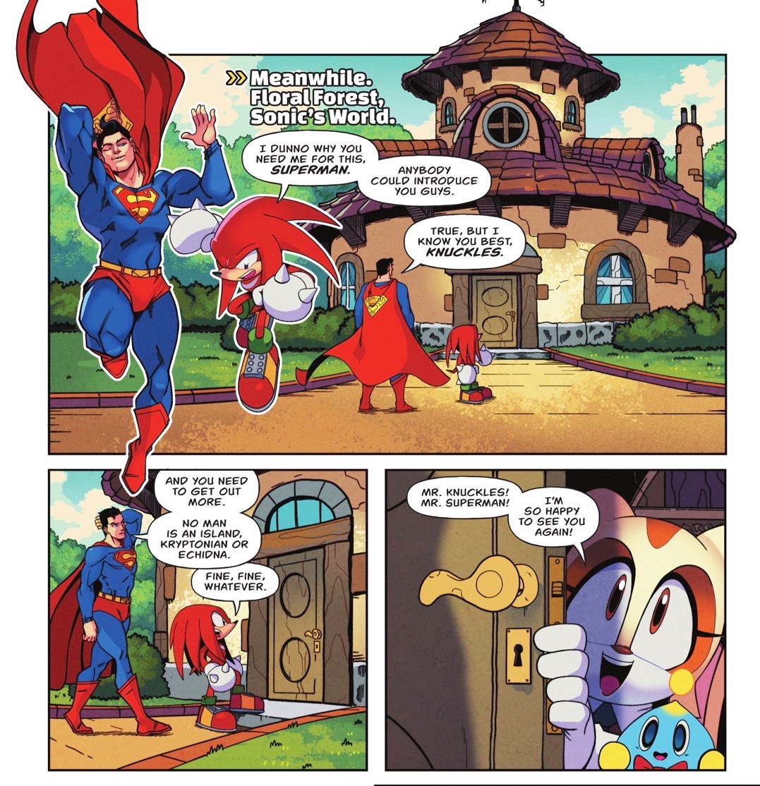 _defnotnormal's tweet photo. Knuckles canonically being good friends with Superman is always gonna make me smile man https://t.co/GjFzw9TPsD