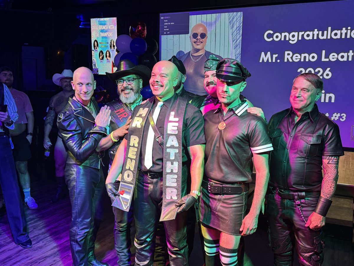 BLPupsReno's tweet photo. Awooo! Congratulations to Devin on becoming the 2026 Mr. Reno Leather! We are excited to work with him! Special thanks to Doc Elite (Ray) for his historic year as MRL! Shout out to our own @GageHellman for stepping up to compete making us proud! 🖤💙🤍❤️

#mrl2026 #leather #pups https://t.co/lzaMocExps
