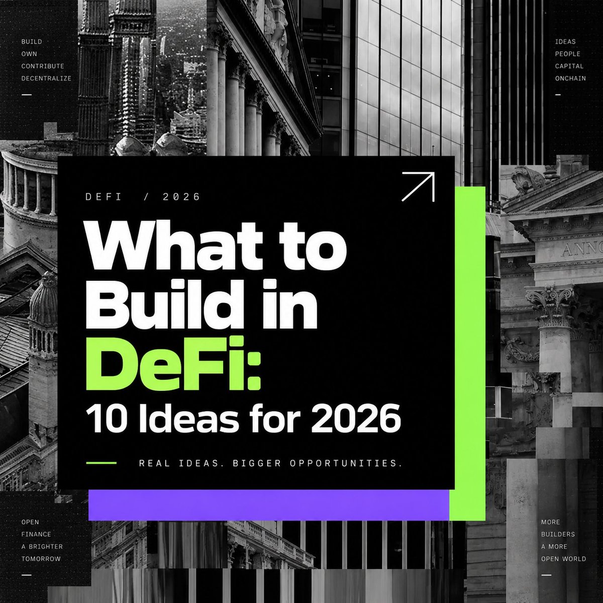 suraj_sharma14's tweet photo. What to Build in DeFi: Ideas for 2026

➣ An intent layer that finds the best route across chains. Users say the outcome. You fight the path.

➣ Onchain credit that doesn’t pretend everyone is a whale. Underwrite behavior not just collateral.

➣ A vault that explains the risk in one screen. APY without the risk line is how people get wrecked.

➣ Perps UX that feels like a product not a terminal. Size, liquidation, fees readable before they click.

➣ RWA yield with a real redemption path. Tokenizing paper is easy. Getting cash out is the product.

➣ An agent that farms, rebalances and stops itself. Autonomy with a kill switch.

➣ Prediction markets for things people already argue about. Shipping, weather, protocol upgrades not only elections.

➣ A wallet that shows net PnL not just tokens. If they can’t see if they’re winning, they leave.

➣ Liquidity for long-tail assets after the points season dies. Incentives that stay.

➣ Compliance-ready rails for funds that want onchain. The next TVL is not crypto-native. It’s someone who needs an audit trail.

Most people will fork a DEX.
Builders will pick one painful job and own it.