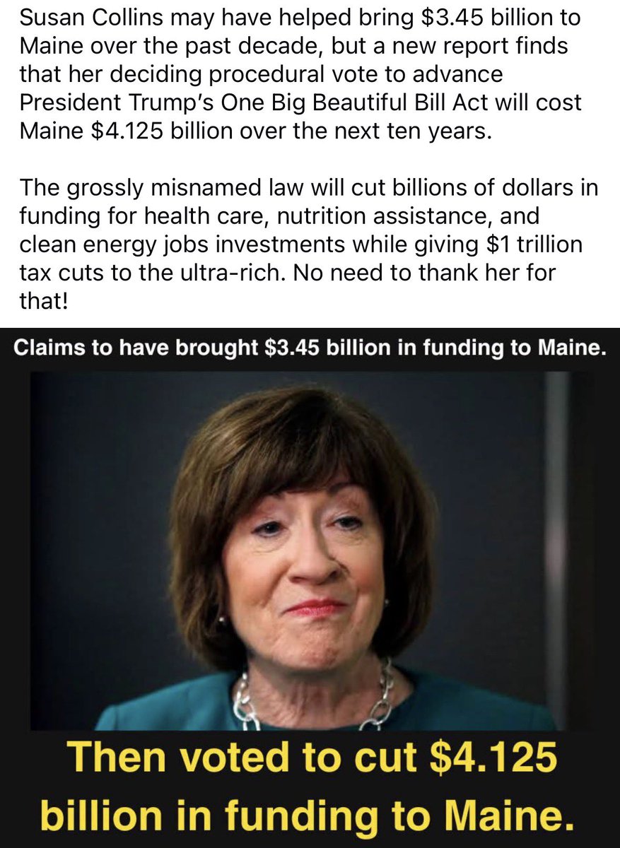 MEAFLCIO's tweet photo. Maine is losin’ with Susan. #mepolitics https://t.co/LLUpL7G0rE