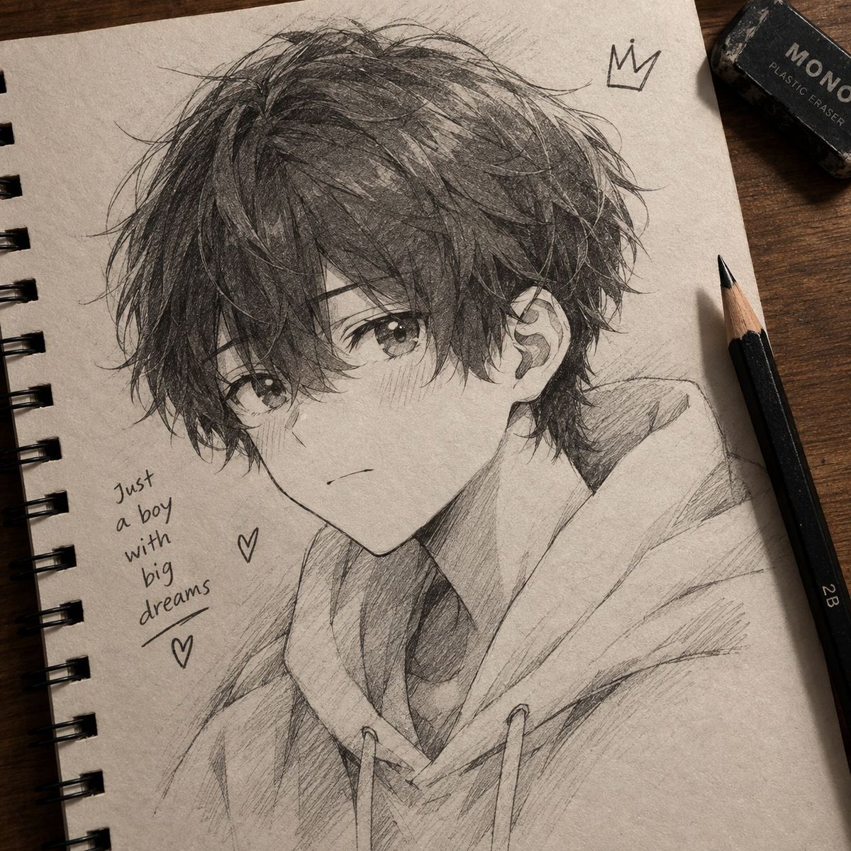 AlexHunter7351's tweet photo. Just a boy with big dreams. ✏️🖤
Turning imagination into art, one sketch at a time.”

#SketchArt #PencilDrawing #AnimeArt #ArtCommunity #Drawing #ArtistOnX https://t.co/Y09jWFkLqs